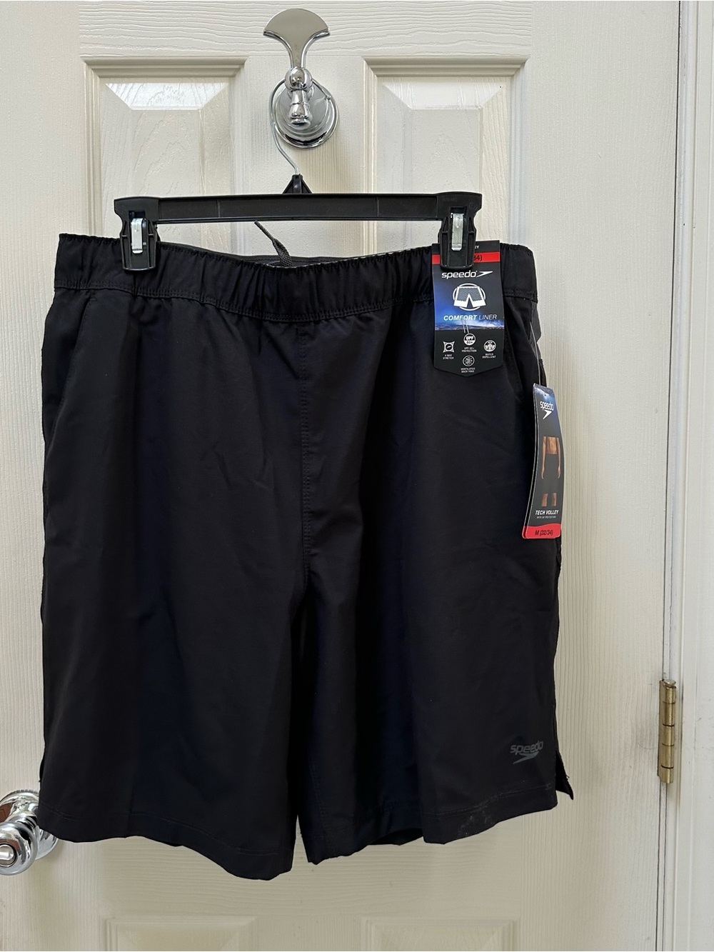 NWT Speedo Black Men's Swim Trunks size Medium